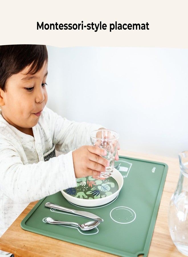 CHAMOS Montessori Placemat for Toddlers - Kids Silicone Mats for Dining Table - Set of 2 - Table Setting Learning (Clay and Beige) - Image 4